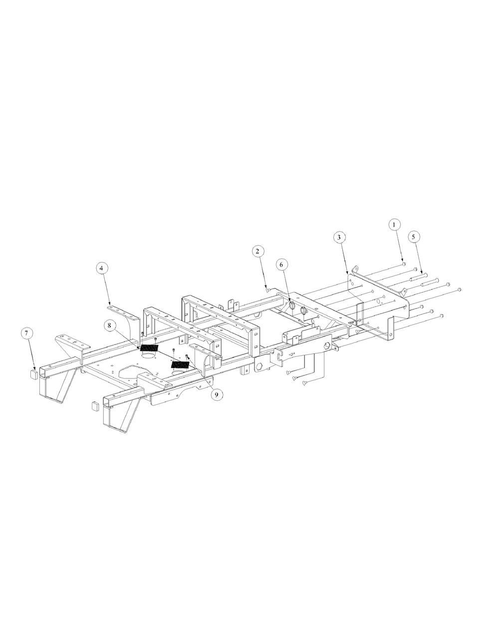 Frame Assembly Diagram and Parts List for M60-KW (53AB5D8X150-25-HP)(2003) Cub Cadet Lawn Tractor
